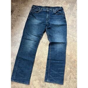 Silver Gordie Comfort Loose Fit Straight Stretch Jeans, Men's size 38/34